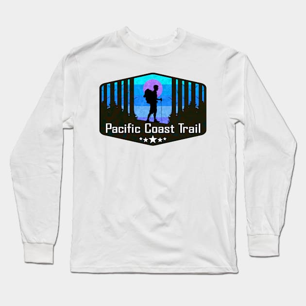 Pacific Coast Trail California Oregon Washington Hiking Hike Hiker Long Sleeve T-Shirt by TravelTime